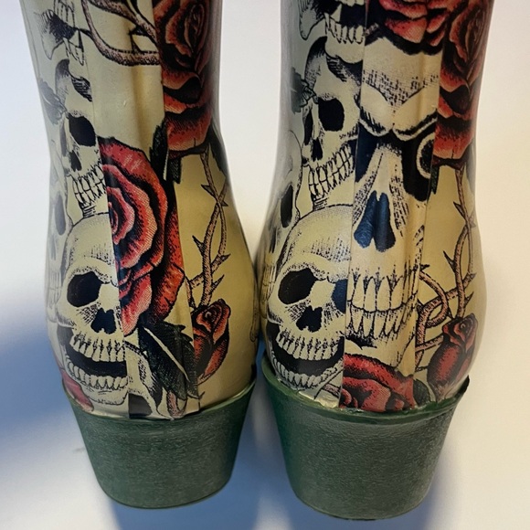 Nomad Yippy Skull Roses Cowboy Rain Boots Size 9 - Picture 10 of 13